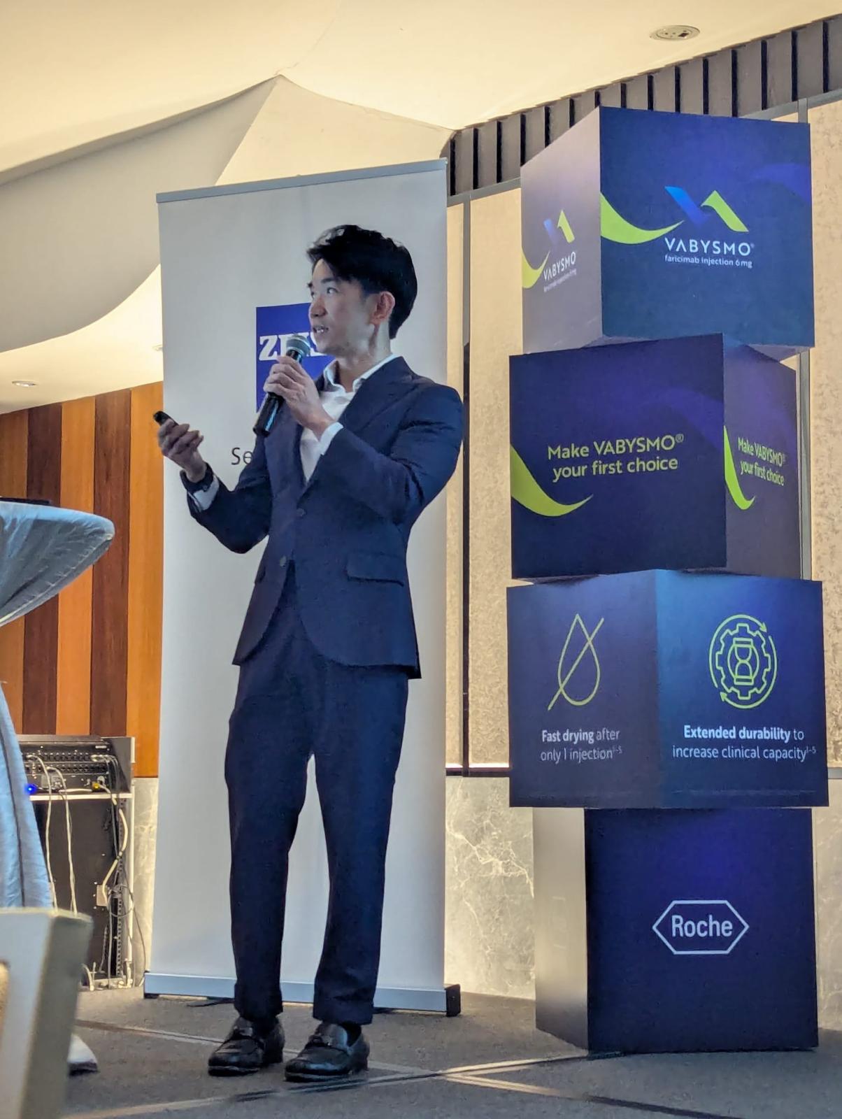 Dr. Wong Chee Wai speaking at Zeiss–Roche symposium, Singapore